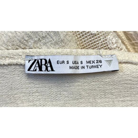 ZARA Short Jumpsuit Womens Small White Textured Insert Lace Sleeveless Backless - Picture 6 of 6